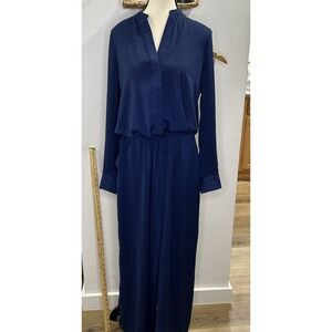 Vince Royal Blue  Long Sleeve Shirt Notched Collar Dress Tide Waist‎ Size XS